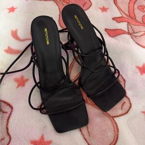 PrettyLittleThing Elegant Black Lace-Up Heels
